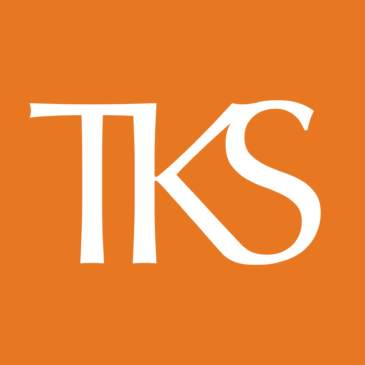 White letters "TKS" on an orange square background.