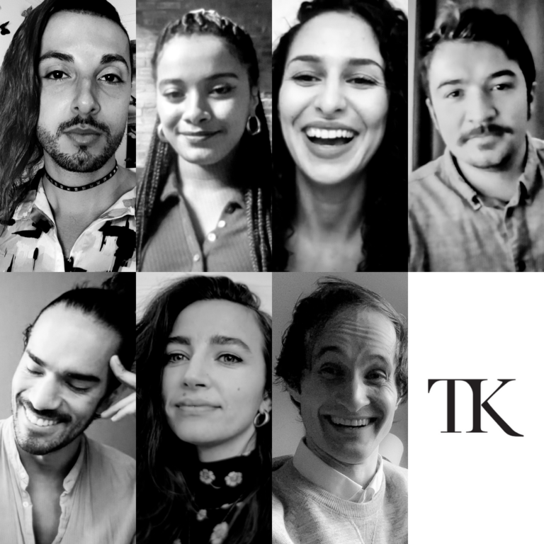 A black-and-white photo collage captures seven exceptional students in individual frames, each smiling and looking at the camera. The letters "TK" grace the bottom right corner, marking this memorable moment from Fall 2020.