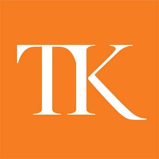 Bold white letters "TK" on an orange background evoke the innovative spirit of Terry Knickerbocker Studio, a place where talent and creativity are honed.