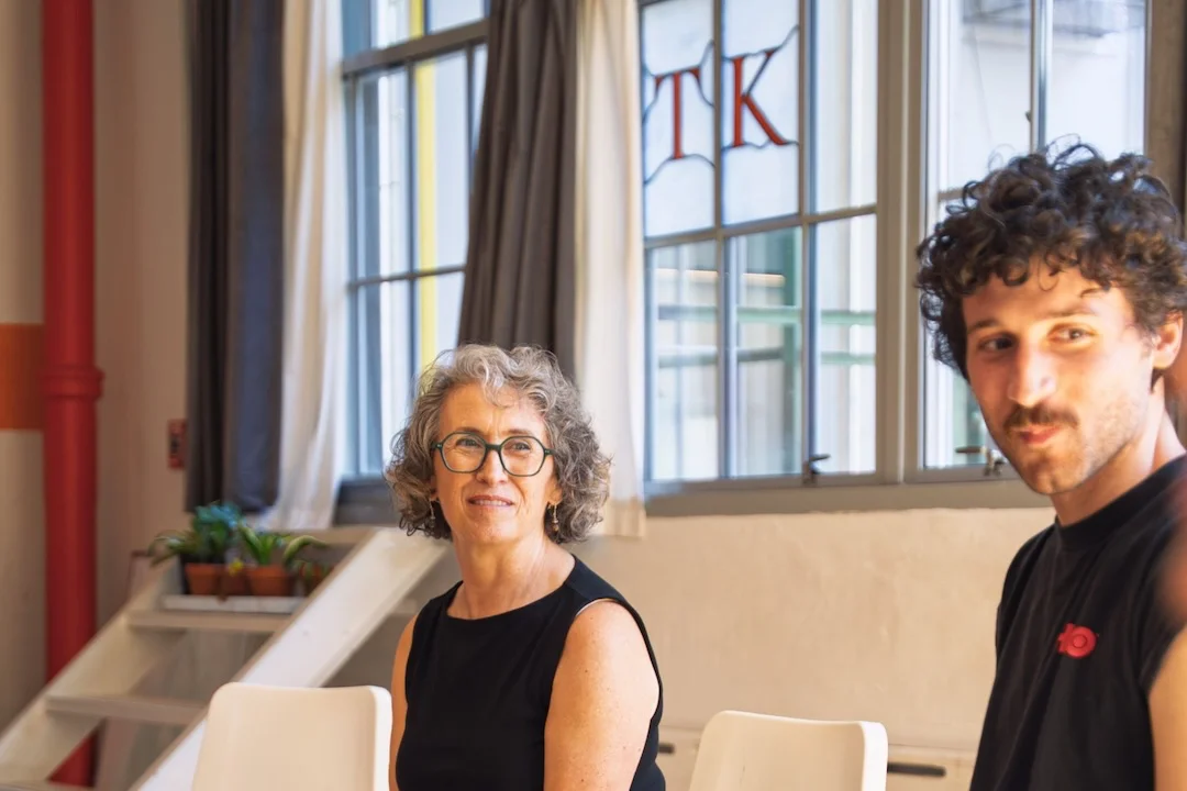 An acting student and teacher during an exercise in a professional acting class at Terry Knickerbocker Studio.