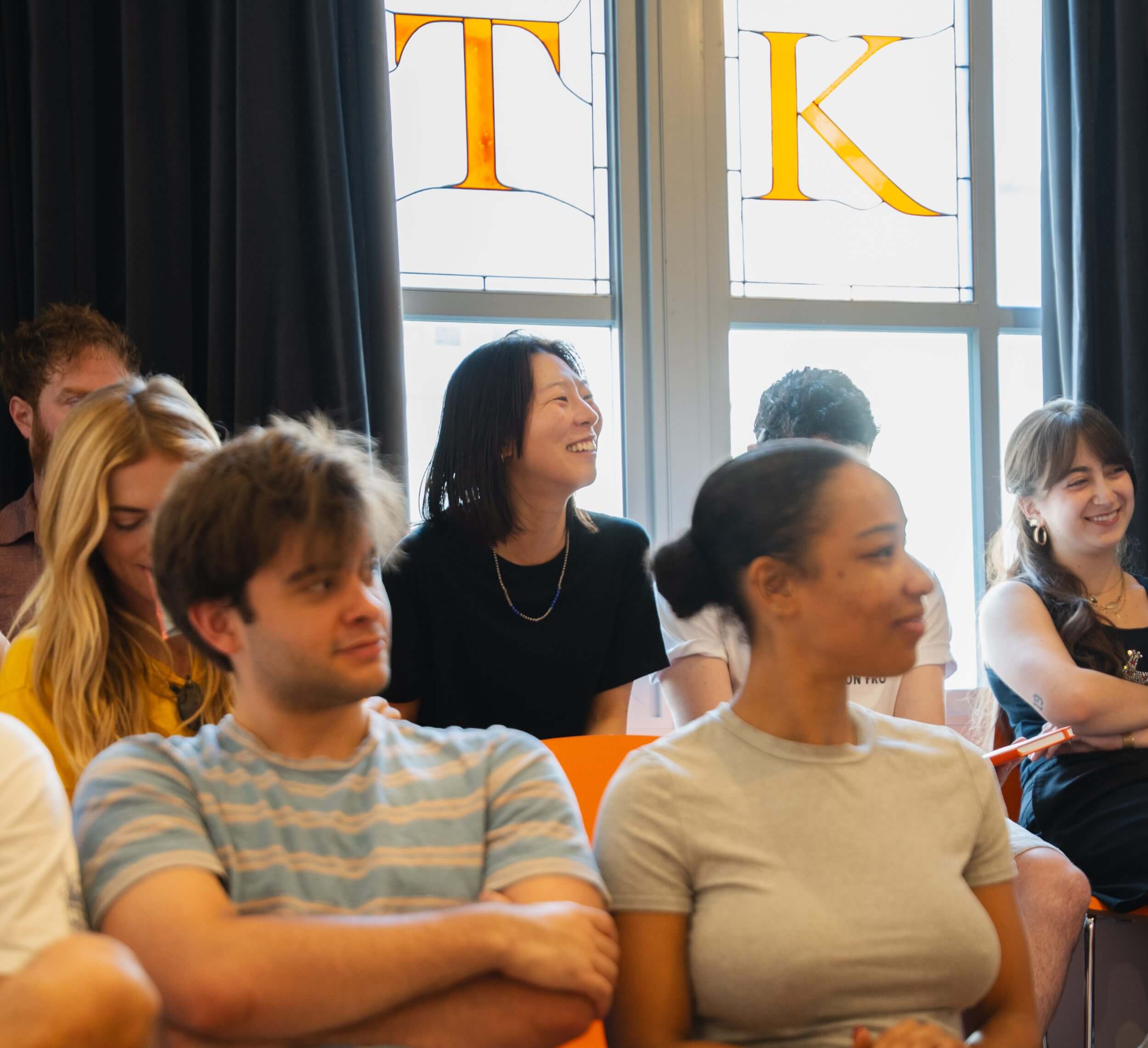 An acting instructor guiding a student through an exercise at Terry Knickerbocker Studio