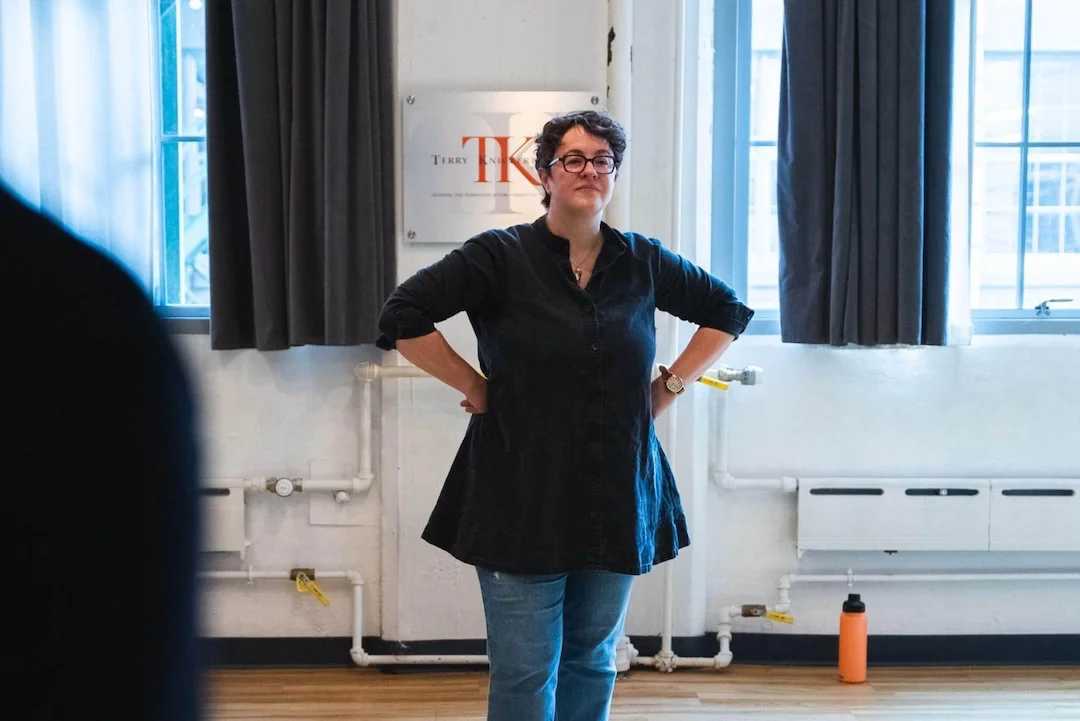 Acting instructor leading a professional actor training session at Terry Knickerbocker Studio in Brooklyn, NYC.
